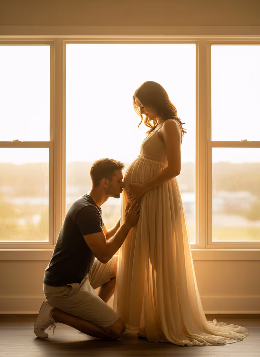 Couple Belly Kiss